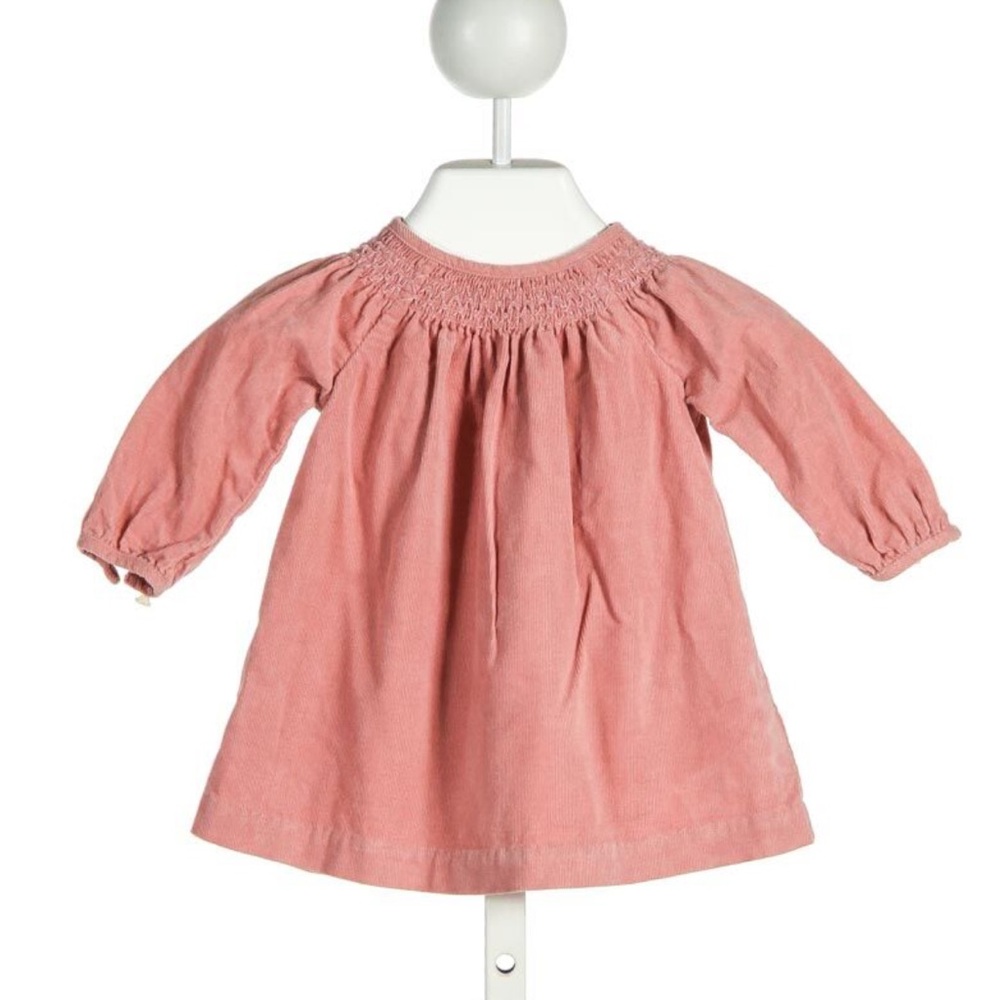 Ralph Lauren Pink Smocked Corduroy A-Line Dress